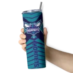 custom charlotte hornets camo texture teal skinny tumbler best selling.webp