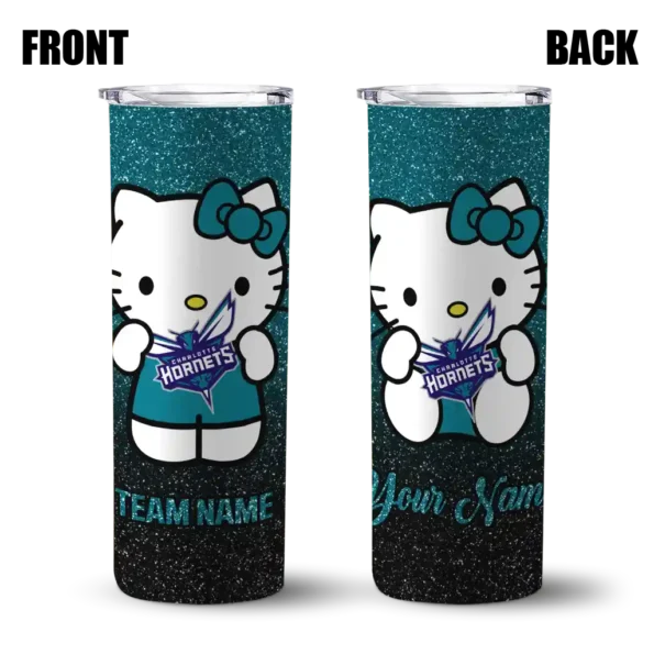 custom charlotte hornets hello kitty teal black skinny tumbler fashion forward.webp