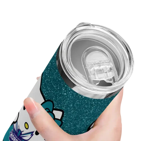 custom charlotte hornets hello kitty teal black skinny tumbler high quality.webp