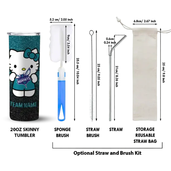custom charlotte hornets hello kitty teal black skinny tumbler new arrival.webp