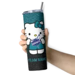 custom charlotte hornets hello kitty teal black skinny tumbler best selling 1.webp