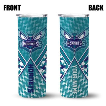 custom charlotte hornets monogram burst teal white skinny tumbler fashion forward.webp