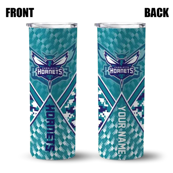 custom charlotte hornets monogram burst teal white skinny tumbler fashion forward.webp