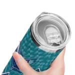 custom charlotte hornets monogram burst teal white skinny tumbler best selling 1.webp