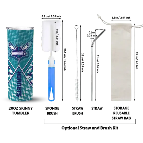 custom charlotte hornets monogram burst teal white skinny tumbler new arrival.webp