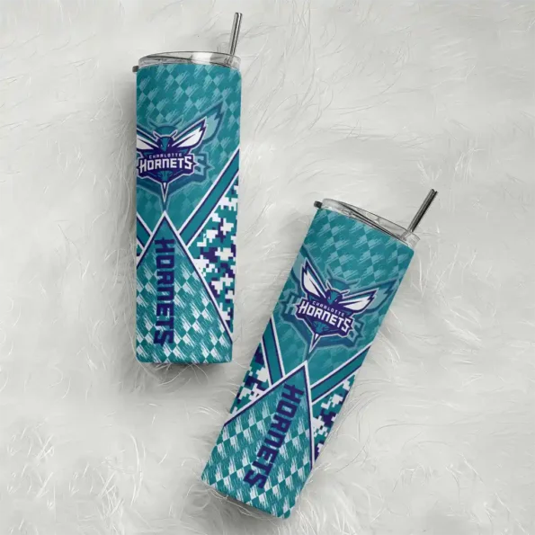 custom charlotte hornets monogram burst teal white skinny tumbler top rated.webp