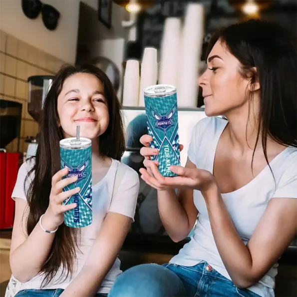 custom charlotte hornets monogram burst teal white skinny tumbler trendy.webp