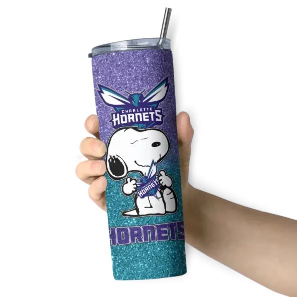 custom charlotte hornets snoopy attitude teal skinny tumbler premium grade.webp