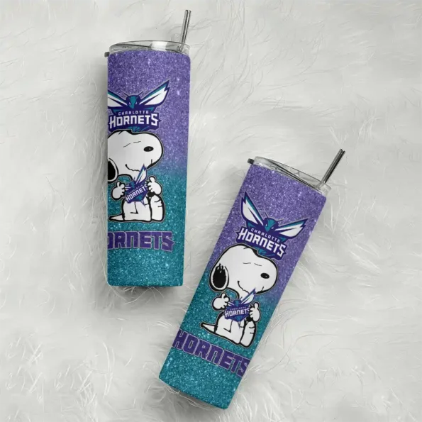 custom charlotte hornets snoopy attitude teal skinny tumbler top rated.webp
