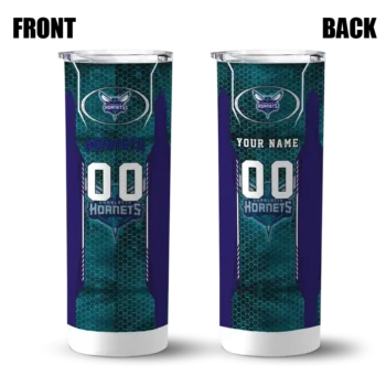 custom charlotte hornets stacked diamond teal skinny tumbler fashion forward.webp