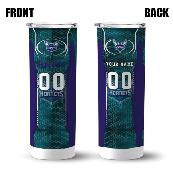 custom charlotte hornets stacked diamond teal skinny tumbler fashion forward.webp