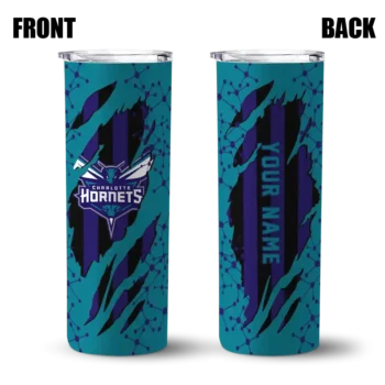 custom charlotte hornets star pop teal black skinny tumbler fashion forward.webp
