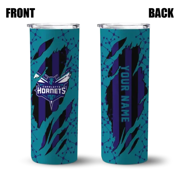 custom charlotte hornets star pop teal black skinny tumbler fashion forward.webp