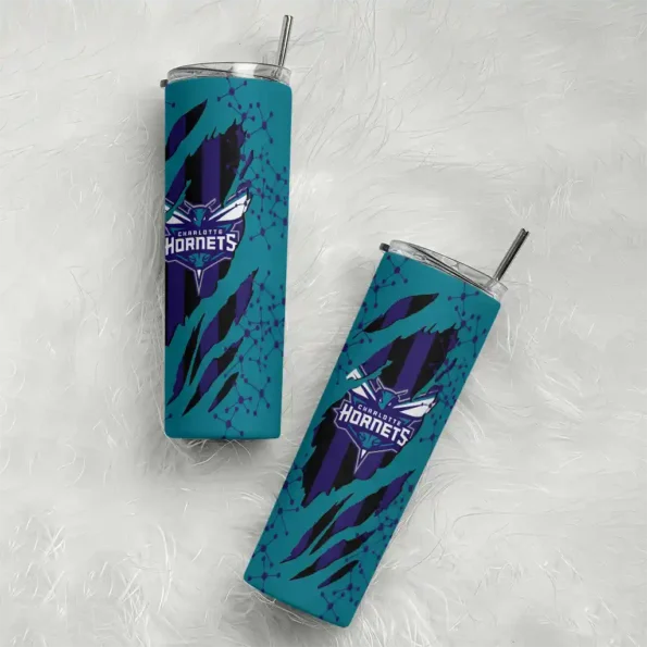 custom charlotte hornets star pop teal black skinny tumbler top rated.webp