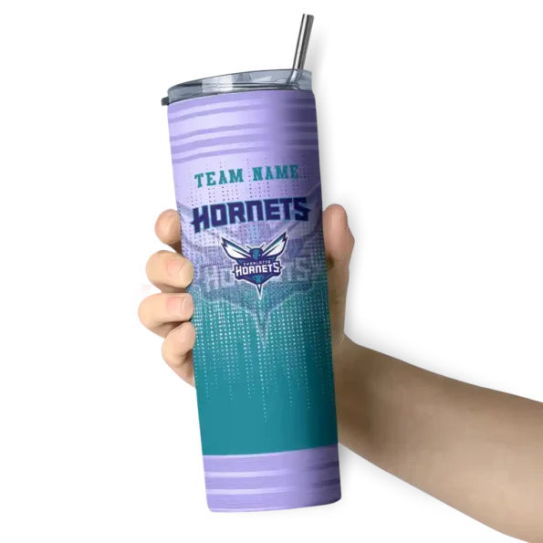 custom charlotte hornets swirl texture teal skinny tumbler premium grade.webp
