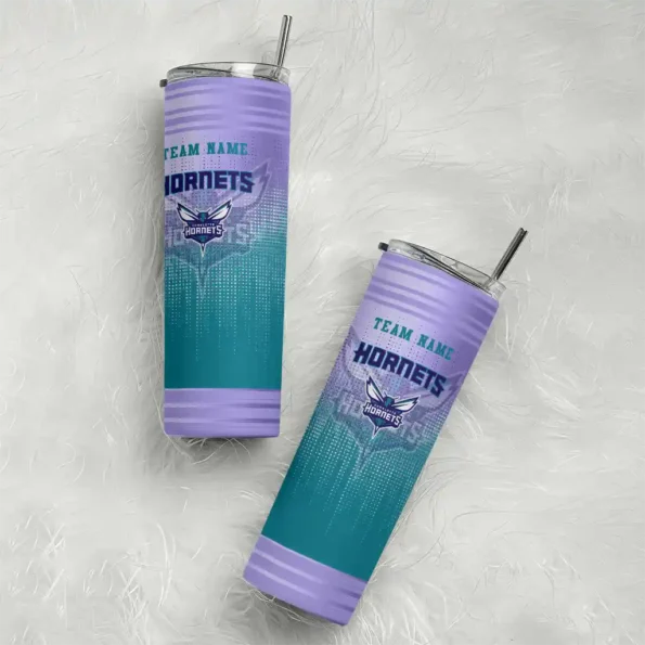 custom charlotte hornets swirl texture teal skinny tumbler top rated.webp