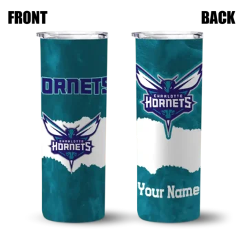 custom charlotte hornets torn band teal white skinny tumbler fashion forward.webp