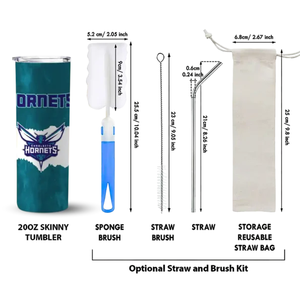 custom charlotte hornets torn band teal white skinny tumbler new arrival.webp