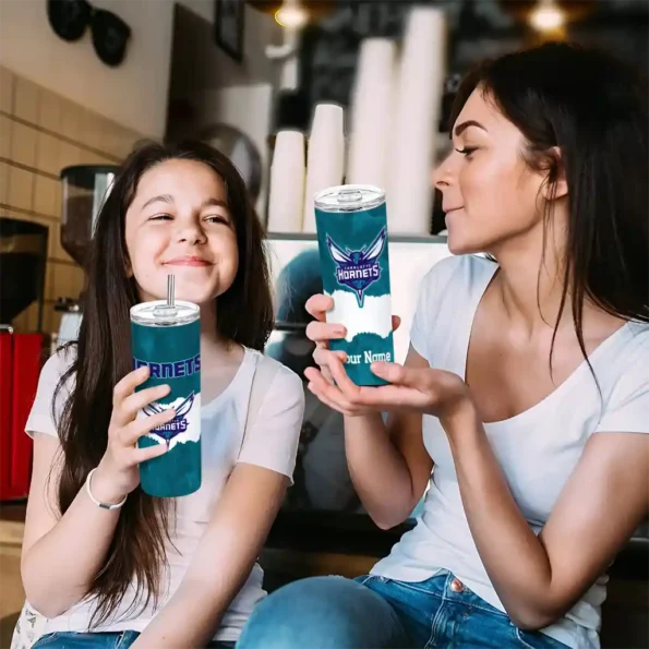 custom charlotte hornets torn band teal white skinny tumbler trendy.webp