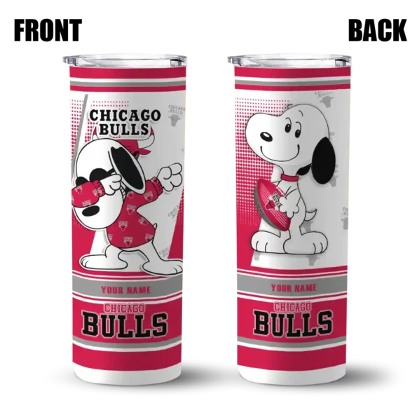 custom chicago bulls snoopy dog red white skinny tumbler fashion forward.webp
