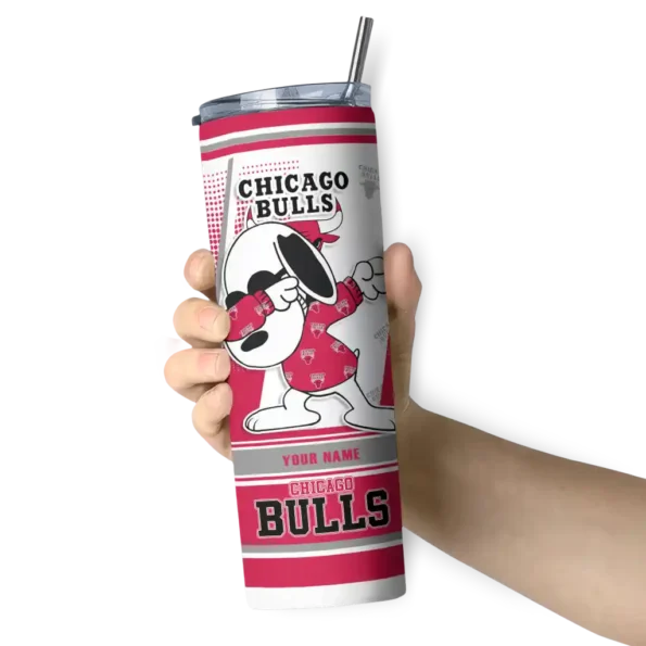 custom chicago bulls snoopy dog red white skinny tumbler premium grade.webp