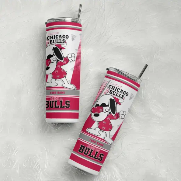 custom chicago bulls snoopy dog red white skinny tumbler top rated.webp