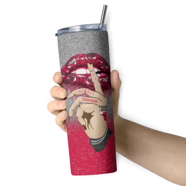 custom chicago bulls sparkle lips red skinny tumbler premium grade.webp