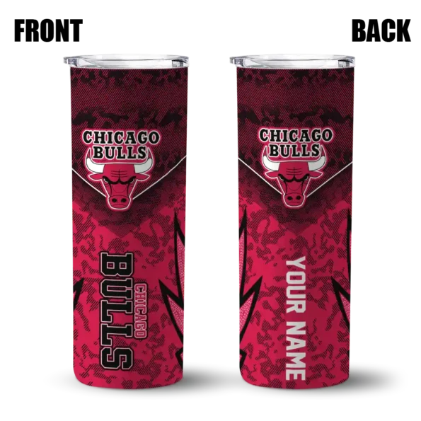 custom chicago bulls spiral burst print red skinny tumbler fashion forward.webp