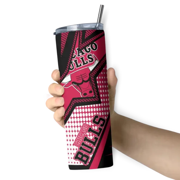 custom chicago bulls web stripes red white skinny tumbler premium grade.webp