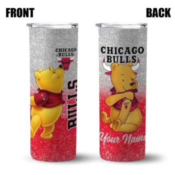 custom chicago bulls winnie the pooh red gray skinny tumbler fashion forward.webp