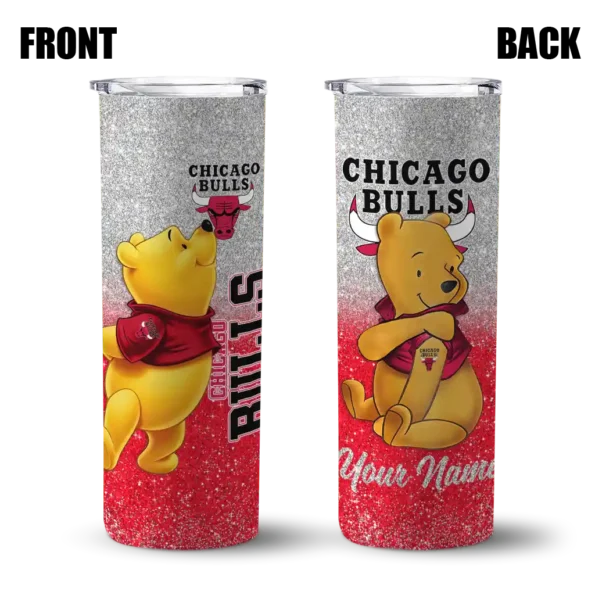 custom chicago bulls winnie the pooh red gray skinny tumbler fashion forward.webp