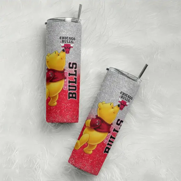custom chicago bulls winnie the pooh red gray skinny tumbler top rated.webp