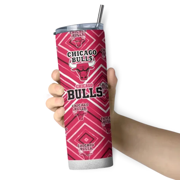 custom chicago bulls zipper leopard red skinny tumbler premium grade.webp