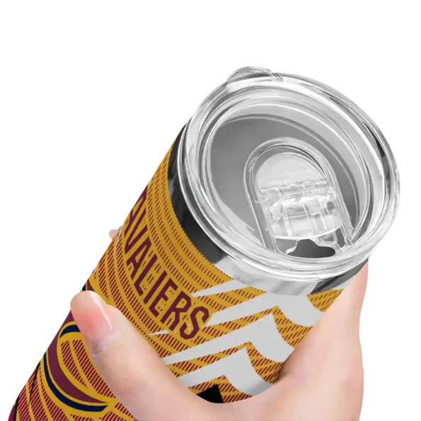custom cleveland cavaliers chevron stripes wine skinny tumbler high quality.webp