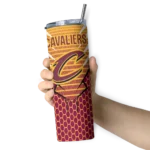 custom cleveland cavaliers chevron stripes wine skinny tumbler best selling 1.webp
