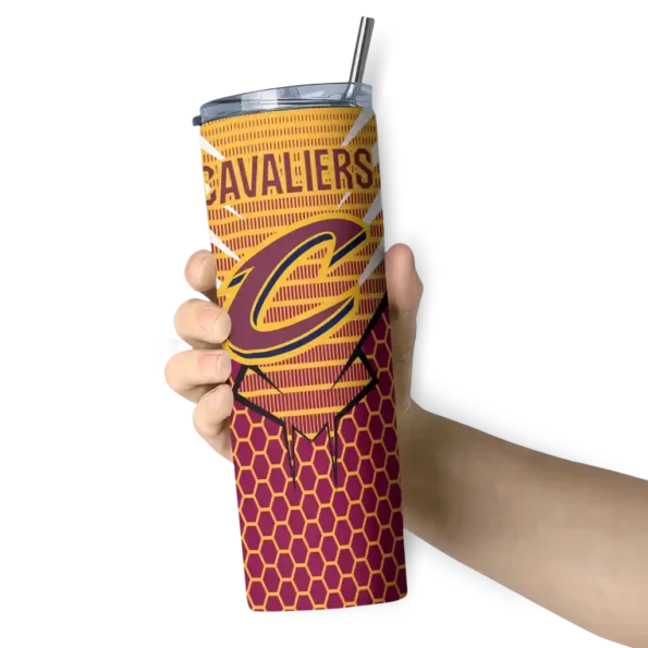 custom cleveland cavaliers chevron stripes wine skinny tumbler premium grade.webp