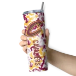 custom cleveland cavaliers claw marks wine white skinny tumbler best selling 1.webp