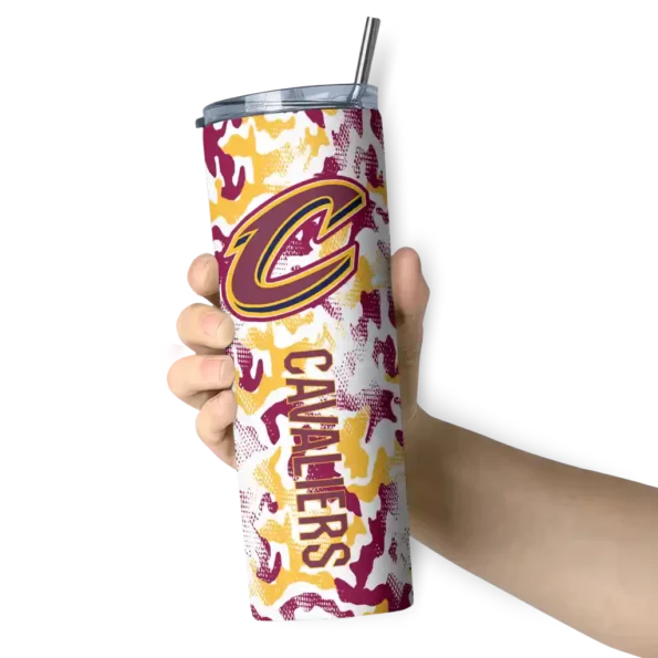 custom cleveland cavaliers claw marks wine white skinny tumbler premium grade.webp