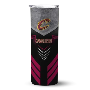 custom cleveland cavaliers hexagon honeycomb wine black skinny tumbler best selling 1.webp