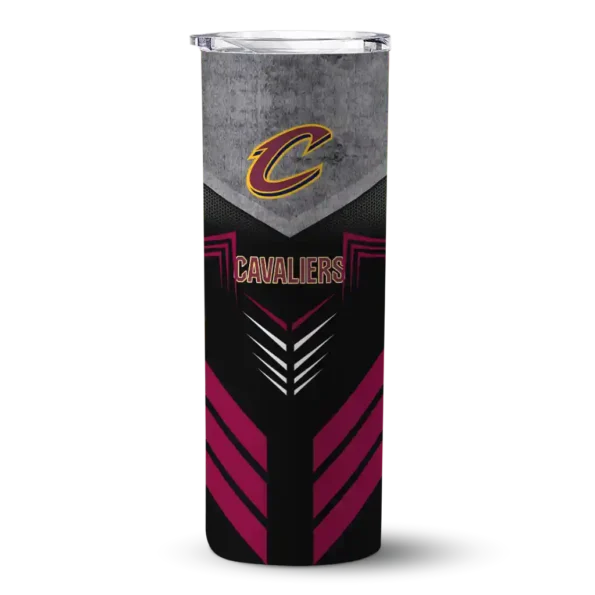 custom cleveland cavaliers hexagon honeycomb wine black skinny tumbler best selling 1.webp
