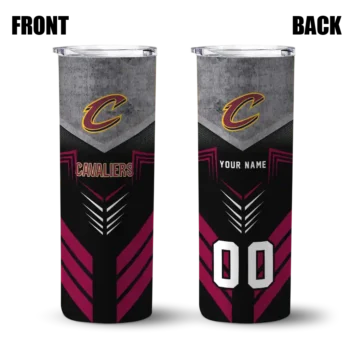 custom cleveland cavaliers hexagon honeycomb wine black skinny tumbler fashion forward.webp