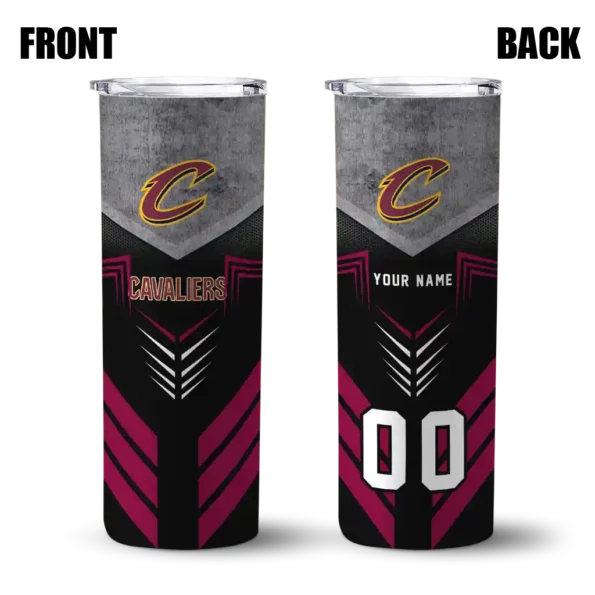 custom cleveland cavaliers hexagon honeycomb wine black skinny tumbler fashion forward.webp