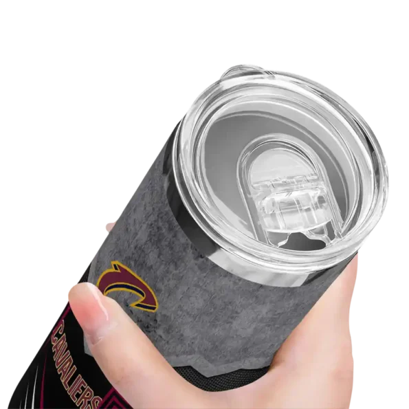 custom cleveland cavaliers hexagon honeycomb wine black skinny tumbler high quality.webp