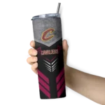 custom cleveland cavaliers hexagon honeycomb wine black skinny tumbler best selling 1.webp
