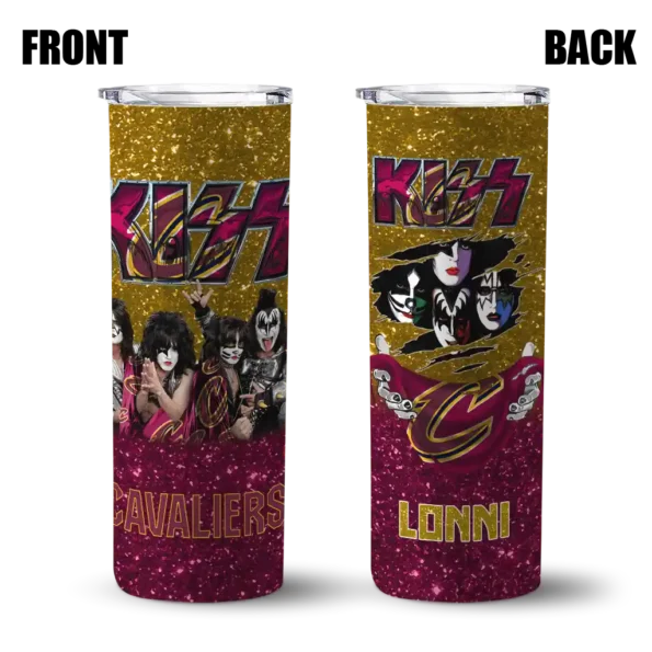 custom cleveland cavaliers kiss band gold skinny tumbler fashion forward.webp