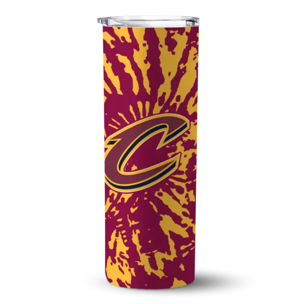 custom cleveland cavaliers metallic grid wine skinny tumbler best selling 1.webp
