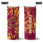 custom cleveland cavaliers metallic grid wine skinny tumbler best selling 1.webp
