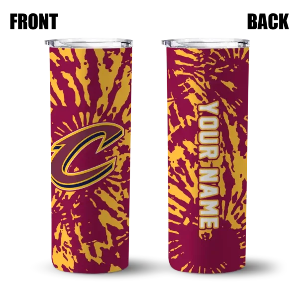 custom cleveland cavaliers metallic grid wine skinny tumbler fashion forward.webp