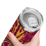 custom cleveland cavaliers metallic grid wine skinny tumbler best selling 1.webp