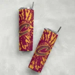 custom cleveland cavaliers metallic grid wine skinny tumbler best selling 1.webp